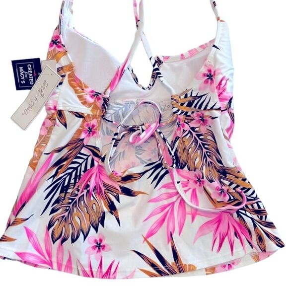 Salt + Cove Tropic Time Printed V-Wire Tankini Top White S Swimsuit New XS - Picture 7 of 15